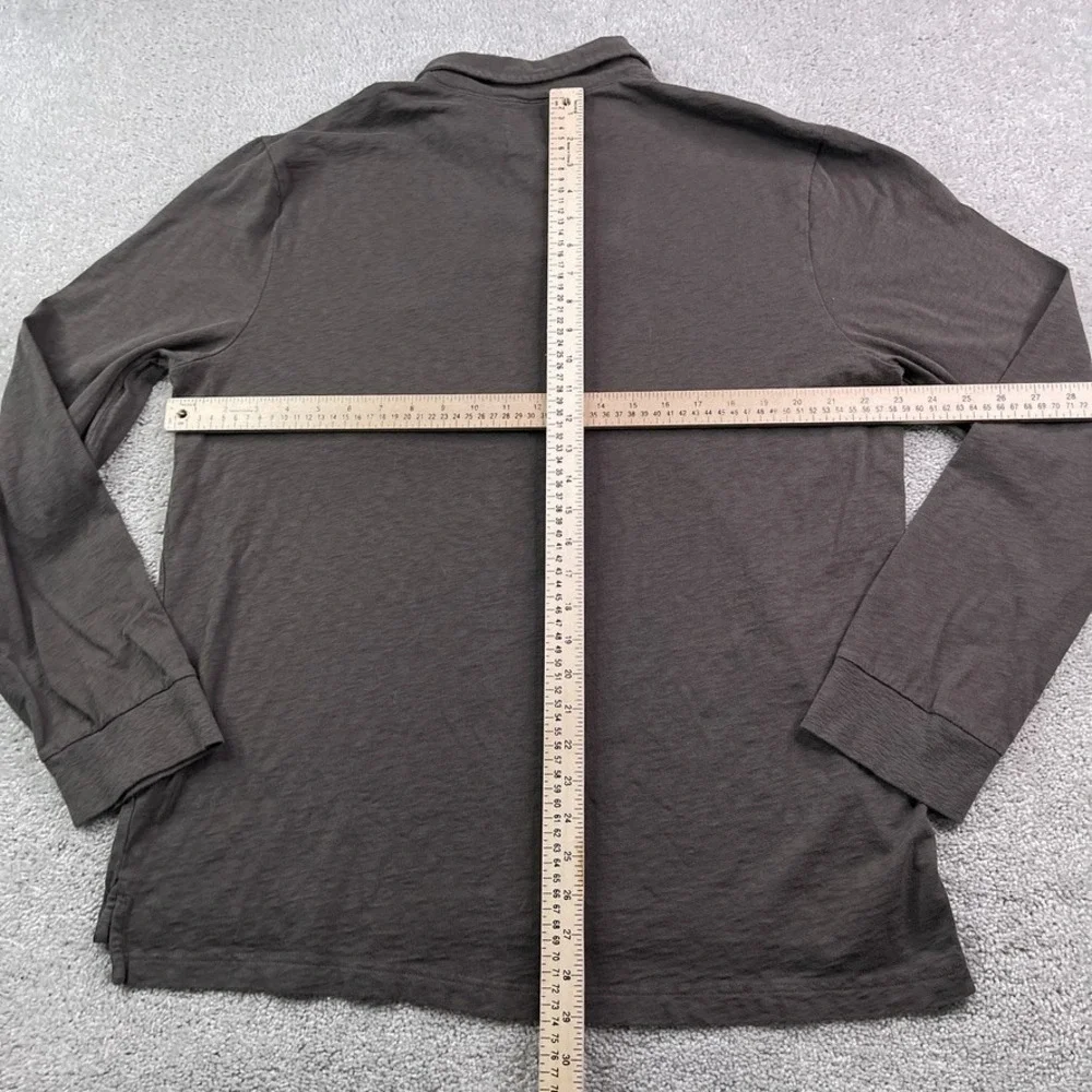 J Crew Polo Shirt Mens XL Brown Ringspun Jersey Cotton Long Sleeve Pocket Preppy